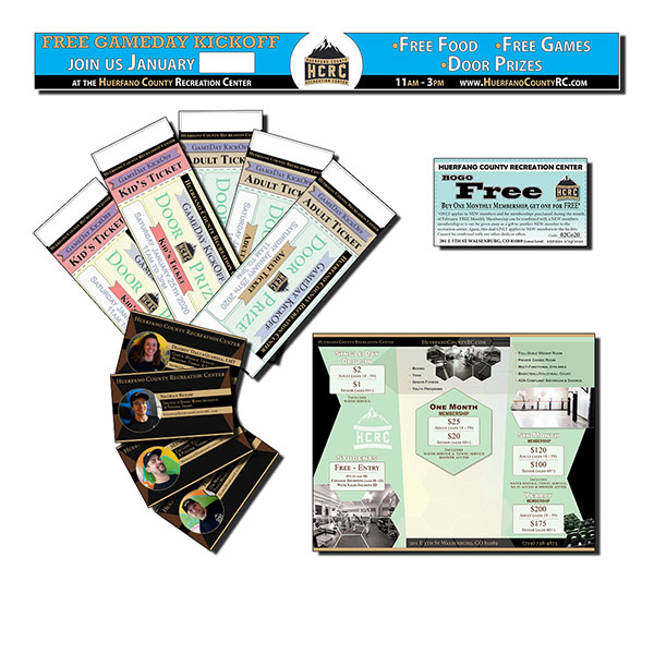 Business cards raffle tickets street banner and print work